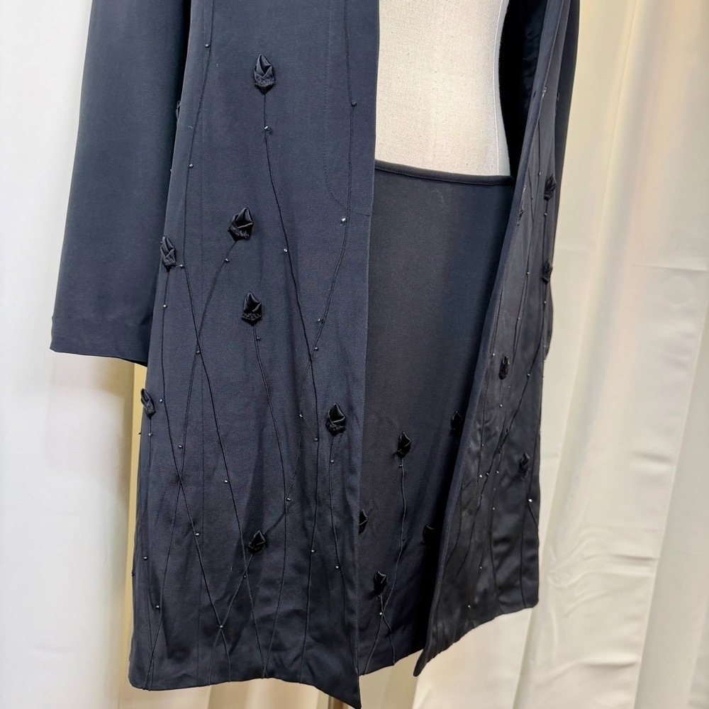 Cache Gold Label Vintage Y2K Floral Bud & Crystal Embroidered Coat & Skirt Set M - Picture 4 of 16